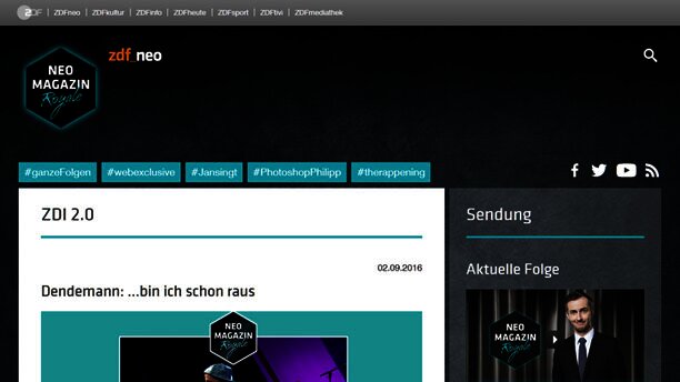 Screenshot der NEO MAGAZIN ROYALE Homepage