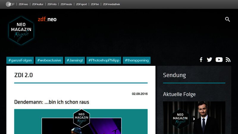 Screenshot der alten NEO MAGAZIN ROYALE Homepage