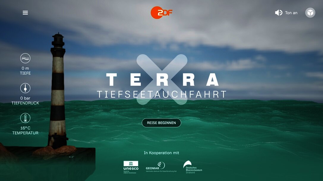 Screenshot der Microsite Tiefseetauchfahrt