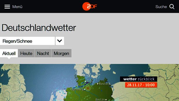 Screenshot der Wetter Seite
